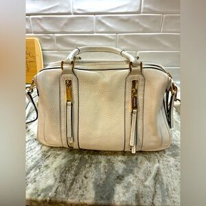Elegant White Leather Handbag by Michael Kors